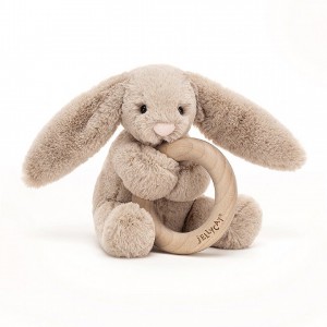 Jellycat Bashful Beige Bunny Wooden Ring Toy 13 CM X 9 CM | 801254PIB