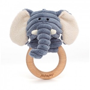 Jellycat Cordy Roy Baby Elephant Wooden Ring Toy 14 CM X 10 CM | 918236SYH