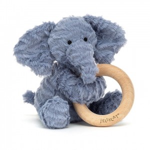 Jellycat Fuddlewuddle Elephant Wooden Ring Toy 14 CM X 10 CM | 493826VZW