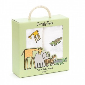 Jellycat Jungly Tails Pair of Muslins 70 CM X 70 CM | 257496URD