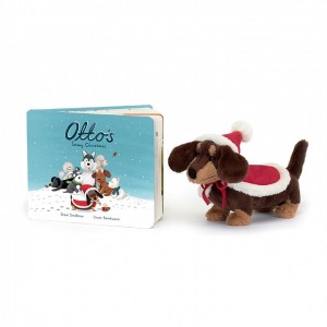Jellycat Otto's Snowy Christmas Book & Winter Warmer Otto Sausage Dog | 073284ZAV