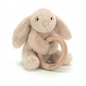 Jellycat Shooshu Bunny Wooden Ring Toy 14 CM X 11 CM | 270539SPG