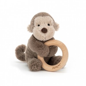 Jellycat Shooshu Monkey Wooden Ring Toy 14 CM X 11 CM | 358194CBE