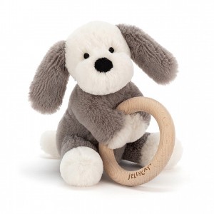 Jellycat Shooshu Puppy Wooden Ring Toy 14 CM X 11 CM | 657831BMU