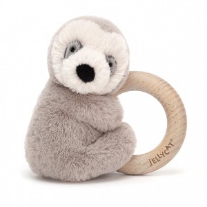Jellycat Shooshu Sloth Wooden Ring Toy 14 CM X 11 CM | 149756BRK