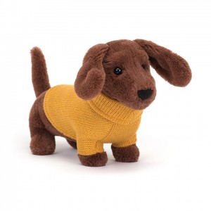 Jellycat Sweater Sausage Dog Yellow 14 CM X 7 CM | 957862EWD