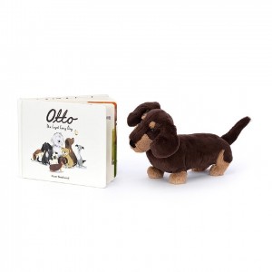 LARGE Jellycat Otto the Loyal Long Dog Book and Otto Sausage Dog | 589630QPO