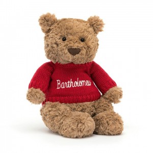 MEDIUM Jellycat Bartholomew Bear with Personalised Red Jumper 28 CM X 12 CM | 714529ZOJ