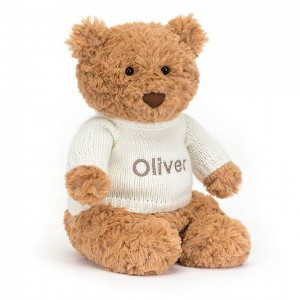 MEDIUM Jellycat Bartholomew Bear with Personalised Cream Jumper 28 CM X 12 CM | 168734FVQ