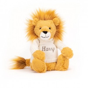 MEDIUM Jellycat Bashful Lion with Personalised Cream Jumper 31 CM X 12 CM | 164309FLX