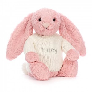 MEDIUM Jellycat Bashful Petal Bunny with Personalised Cream Jumper 31 CM X 12 CM | 027458UEA