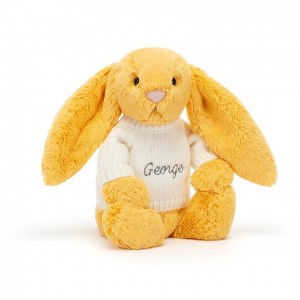 MEDIUM Jellycat Bashful Sunshine Bunny with Personalised Cream Jumper 31 CM X 12 CM | 143062HVC