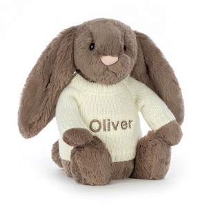 MEDIUM Jellycat Bashful Truffle Bunny with Personalised Cream Jumper 31 CM X 12 CM | 421657BNL