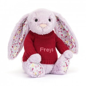 MEDIUM Jellycat Blossom Jasmine Bunny with Personalised Red Jumper 31 CM X 12 CM | 736180HRB