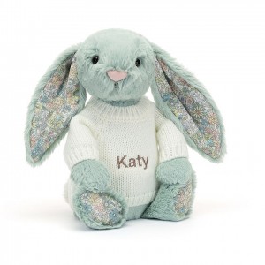 MEDIUM Jellycat Blossom Sage Bunny with Personalised Cream Jumper 31 CM X 12 CM | 605843ZGT