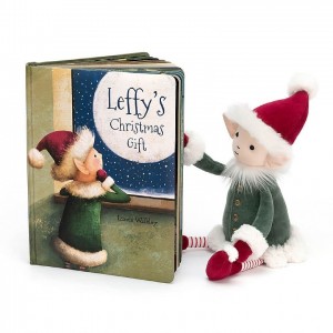 MEDIUM Jellycat Leffy's Christmas Gift Book and Leffy Elf | 069234HWR