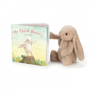 MEDIUM Jellycat My Friend Bunny Book and Bashful Beige Bunny | 698057RJZ