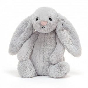 MEDIUM Jellycat Personalised Bashful Silver Bunny 31 CM X 12 CM | 178206VBQ