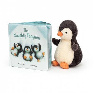 MEDIUM Jellycat The Naughty Penguins Book and Peanut Penguin | 258601NZC