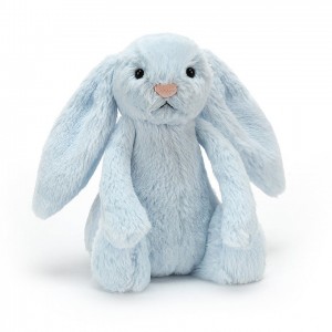 SMALL Jellycat Bashful Blue Bunny Rattle 18 CM X 9 CM | 305729ZQT
